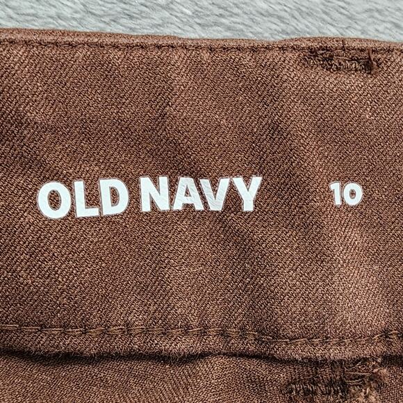 Old Navy Pants Womens 10 Brown High Rise Pixie Flare Pockets Stretch Office - Picture 3 of 11